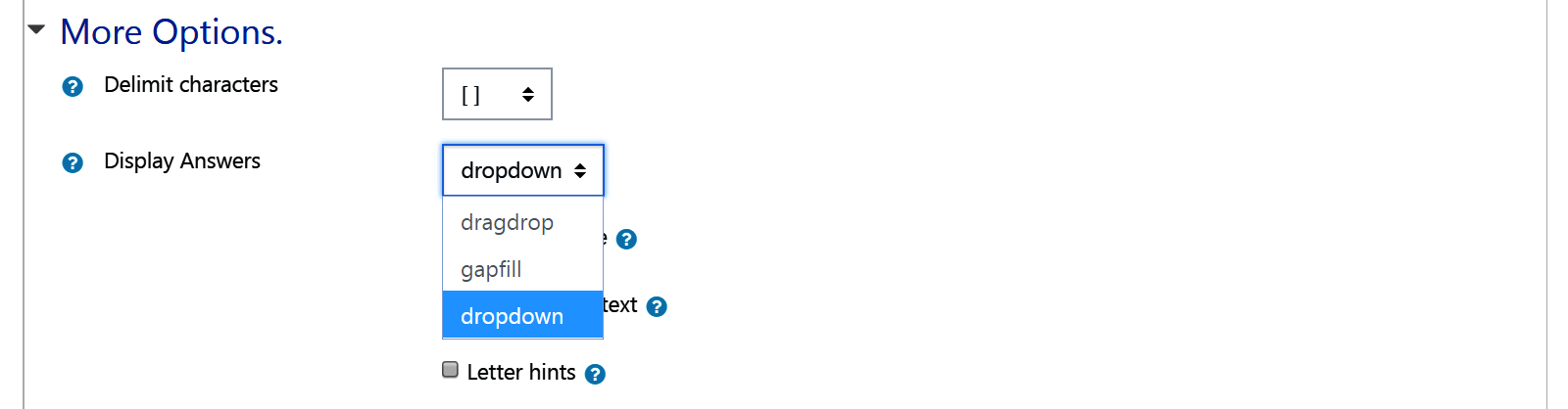 Display answer config