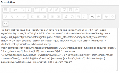 block stash page where we have embedded the item Snippet code.png