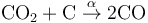 \ mathrm {CO_2 + C \; \ overset {\ alpha} {\ rightarrow} \; 2CO}