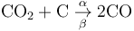 \ mathrm {CO_2 + C \; \ underset {\ beta} {\ overset {\ alpha} {\ rightarrow}} \; 2CO}